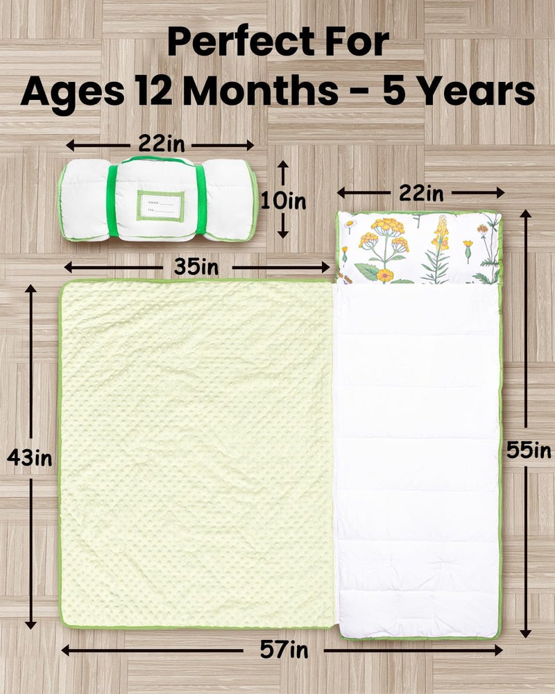 PRIMLECT Toddler Nap Mat with Detachable Blanket and Removable Pillow, Kids Sleeping Bag 55''x35'' for Daycare Preschool Kindergarten, Toddler Sleeping Mat for Boys and Girls - Image 3